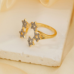 Элегантные полые звездочки латунные манжеты с микропаве из кубического циркония для женщин&nbsp;SM3654-1