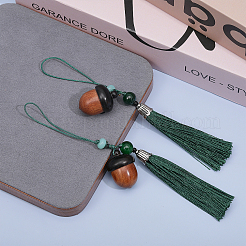 Украшения из подвесок из сандалового дерева и желудей&nbsp;HJEW-WH0039-30