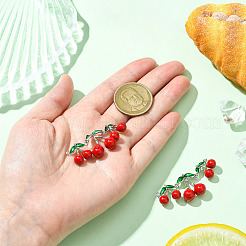 2 шт. латунные подвески-коннекторы вишневого цвета с красной и зеленой эмалью&nbsp;KK-CJ0003-50