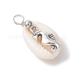 Подвески из натуральной ракушки каури и сплава с морскими животными&nbsp;PALLOY-JF03751-01