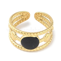 Ионное покрытие (ip) 304 нержавеющая сталь эмаль плоские круглые манжеты кольца для пальцев&nbsp;RJEW-L107-079B-G