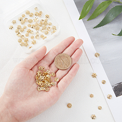 160 шт. 8-х стильные колпачки для бусин из сплава с покрытием в виде цветка&nbsp;KK-PH0003-60