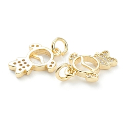 Латунные микропаве прозрачные подвески с фианитом&nbsp;LS-ZIRC-J041-16B