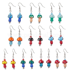 Серьги-подвески в виде гриба из нержавеющей стали 304 в стиле лэмпворк&nbsp;EJEW-JE06539-01