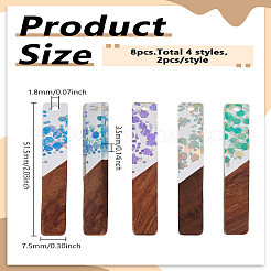 8шт 4 цвета прозрачной смолы и орехового дерева большие подвески&nbsp;WOOD-LP0001-31