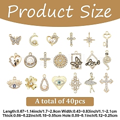40шт 20 стиля подвески из сплава со стразами&nbsp;FIND-YW0009-04