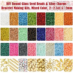 Наборы для изготовления браслетов из круглого стеклянного бисера и подвесок из сплава своими руками&nbsp;DIY-FS0007-19