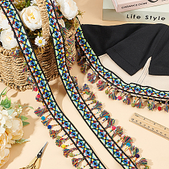 5 ярд полиэстеровой кружевной ленты с кисточками в этническом стиле&nbsp;OCOR-MA0001-07