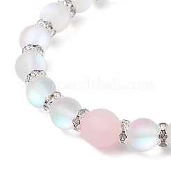 Браслеты из круглых бусин из матового синтетического лунного камня и смолы для мужчин и женщин&nbsp;BJEW-JB12455