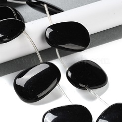 Нить бусин из натурального черного оникса (окрашенная и нагретая)&nbsp;G-NH0019-E01-01