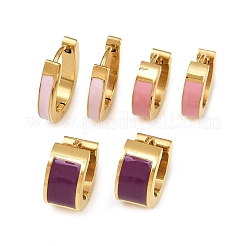 Серьги-кольца из нержавеющей стали 304 с эмалью&nbsp;EJEW-K268-20G-03