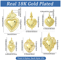 6 шт. 6 стиля латунные подвески с микропаве и кубическим цирконием&nbsp;KK-SC0006-91