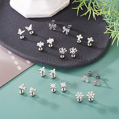 10 пара сережек-гвоздиков из нержавеющей стали 304 в 10 стилях&nbsp;EJEW-TA0008-61