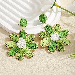 Серьги-гвоздики из цветочного сплава из рафии&nbsp;FS-WGFD46F-06