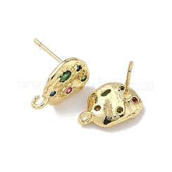 Латунные серьги-гвоздики из циркония&nbsp;KK-U075-01C-04G