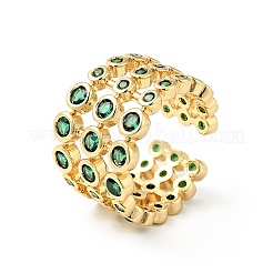 Кольца-манжеты из зеленого кубического циркония с микропаве X-RJEW-G262-02G