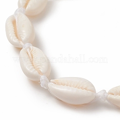 Плетеные ножные браслеты из бисера из натуральной раковины каури&nbsp;AJEW-AN00516-01