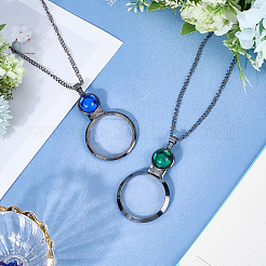 2 шт. 2-х цветные подвески с увеличительным стеклом&nbsp;NJEW-SP0001-05