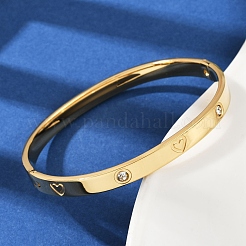 Браслеты из нержавеющей стали 201 со стразами для женщин&nbsp;LS-BJEW-B138-04G