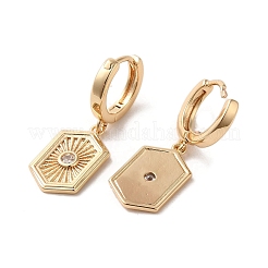 Серьги-кольца из латунного микро-паве с фианитами&nbsp;EJEW-C073-27KCG