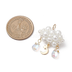 Подвески из перламутрового стекла с бусинами из жемчуга&nbsp;PALLOY-MZ01101-03