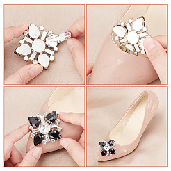 2 пара 2-х стилей стеклянных украшений для обуви со стразами&nbsp;AJEW-AR0001-78A