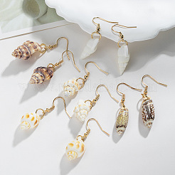 5 пара серег-подвесок из натуральных ракушек в богемном стиле&nbsp;FS-WG7C3B3-01