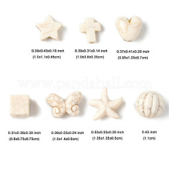 140 шт. 7 вида бусин из синтетического говлита&nbsp;G-FP0001-09