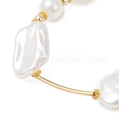 Прямоугольные эластичные браслеты из АБС-пластика с имитацией жемчуга&nbsp;BJEW-JB12612