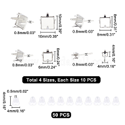 40 шт. 4 размера сережек-гвоздиков из нержавеющей стали 304&nbsp;DIY-DC0001-51