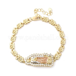 Браслеты-цветочки с микропаве из прозрачных кубических цирконий из латуни для женщин&nbsp;BJEW-U044-03A-G