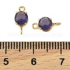 Латунные подвески-коннекторы с плоскими круглыми фианитами&nbsp;KK-P347-01G-04