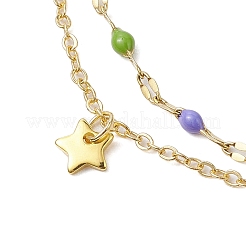 Браслеты на ногу из нержавеющей стали 304 и латуни с двойной цепочкой&nbsp;AJEW-AN00629-04