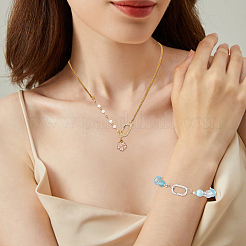 4 шт. 2-х цветные латунные застежки с микропаве из кубического циркония&nbsp;KK-HS0015-11