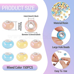 150шт европейские бусины из непрозрачной смолы&nbsp;RESI-TA0004-61B