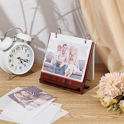 Прямоугольный деревянный фотоальбом-календарь с 24 листом пластиковых рукавов и кольцами из нержавеющей стали&nbsp;DIY-WH0542-33A-02