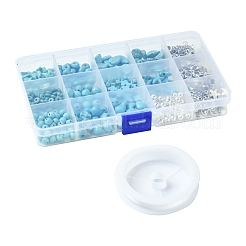 Наборы для изготовления браслетов из синтетических бирюзовых бусин разных форм своими руками&nbsp;DIY-FS0007-53