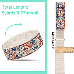 5 ярд жаккардовых лент из полиэстера с цветами&nbsp;SRIB-BC0001-28