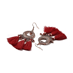 Серьги-пончики со стразами и кисточками&nbsp;LS-EJEW-E267-03RC