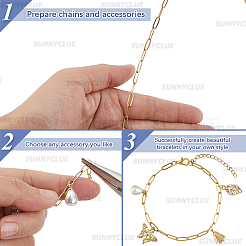 12 шт. браслеты-цепочки-скрепки из нержавеющей стали 304 для мужчин и женщин&nbsp;BJEW-SC0001-63G