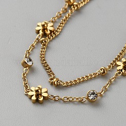 Многослойные браслеты для щиколотки из нержавеющей стали 304 daisy AJEW-WH0609-094G