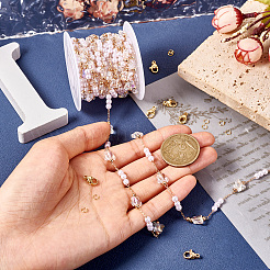 Комплекты украшений для ожерелий из латунных стеклянных бабочек и пластиковых бусин-подставок с искусственным жемчугом&nbsp;DIY-TA0010-49