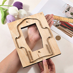 Прямоугольный деревянный и стальной футляр для карточек из кожи для высечки&nbsp;DIY-WH20055-016B