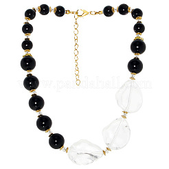 Ожерелья из прозрачных стеклянных и пластиковых искусственных круглых жемчужин с градуированными бусинами&nbsp;FS-WGFC76A-01