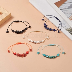 Браслет из натуральных и синтетических смешанных драгоценных камней и плетеный браслет из бусин для женщин&nbsp;BJEW-JB09254