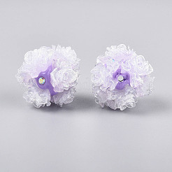 Бусины из полимерной глины со стразами и рельефными смоляными розами&nbsp;RESI-T059-01A-01