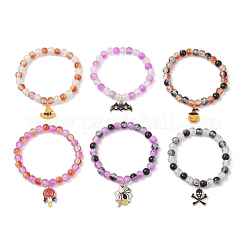 6шт наборы браслетов из стеклянных бусин на тему Хэллоуина&nbsp;BJEW-JB12117