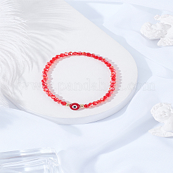 1шт. браслеты-растяжки из стеклянных бусин и лампворка от сглаза&nbsp;BJEW-LP0004-13E