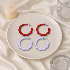 3 пара двухцветных акриловых сережек-гвоздиков в форме буквы С&nbsp;EJEW-GO0002-15