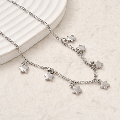 Ожерелья с подвесками в виде звезд из латуни&nbsp;NJEW-B157-14P